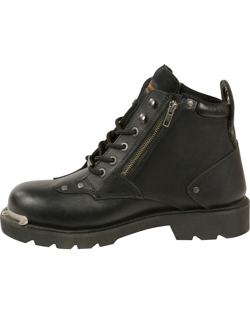 Milwaukee Leather Men's Lace To Toe Double Sided Zipper Entry Boots - Round