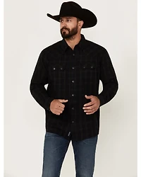 Moonshine Spirit Men's Blacksmith Plaid Print Long Sleeve Snap Western Shirt