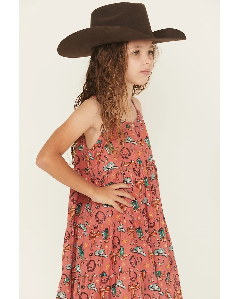 Rock & Roll Denim Girls' Conversational Print Sleeveless Dress