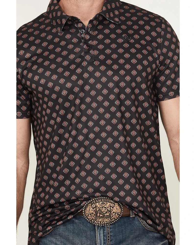 Rock & Roll Denim Men's Southwestern Geo Print Short Sleeve Button-Down Polo