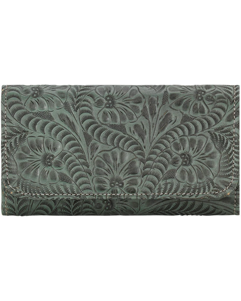 American West Women's Tooled Tri-Fold Wallet