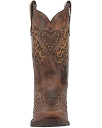 Laredo Women's Stella Leopard Print Inlay Studded Western Boots - Snip Toe