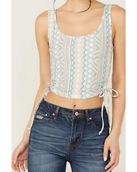 Rock & Roll Denim Women's Chevron Striped Sleeveless Cropped Tank Top