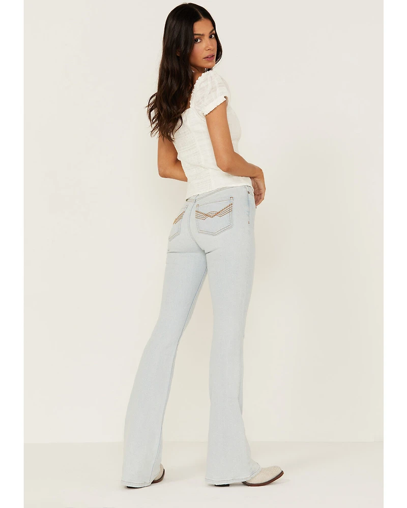 Idyllwind Women's High Risin' Sunglow Wash Distressed Knee Flare Jeans