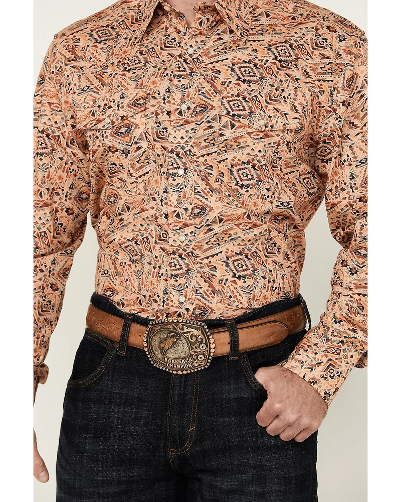 Wrangler Men's Checotah Print Long Sleeve Snap Western Shirt