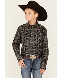 Cinch Boys' Geo Print Long Sleeve Button-Down Western Shirt