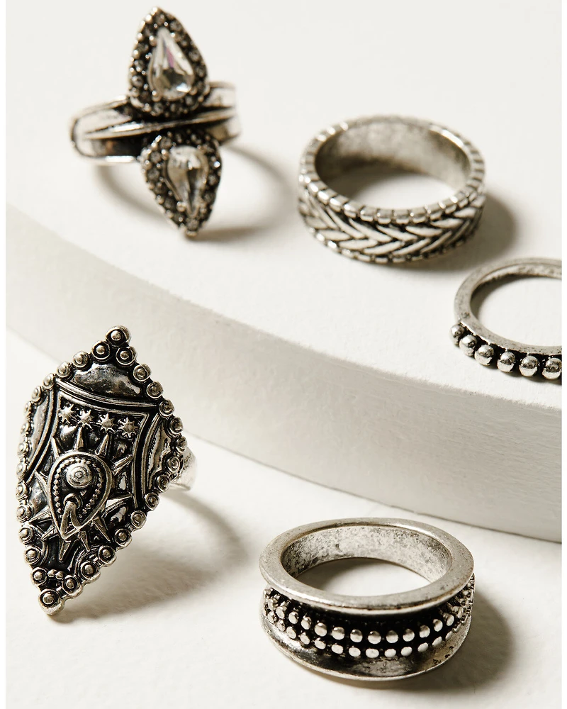Idyllwind Women's Fairmont 5-Piece Silver Ring Set