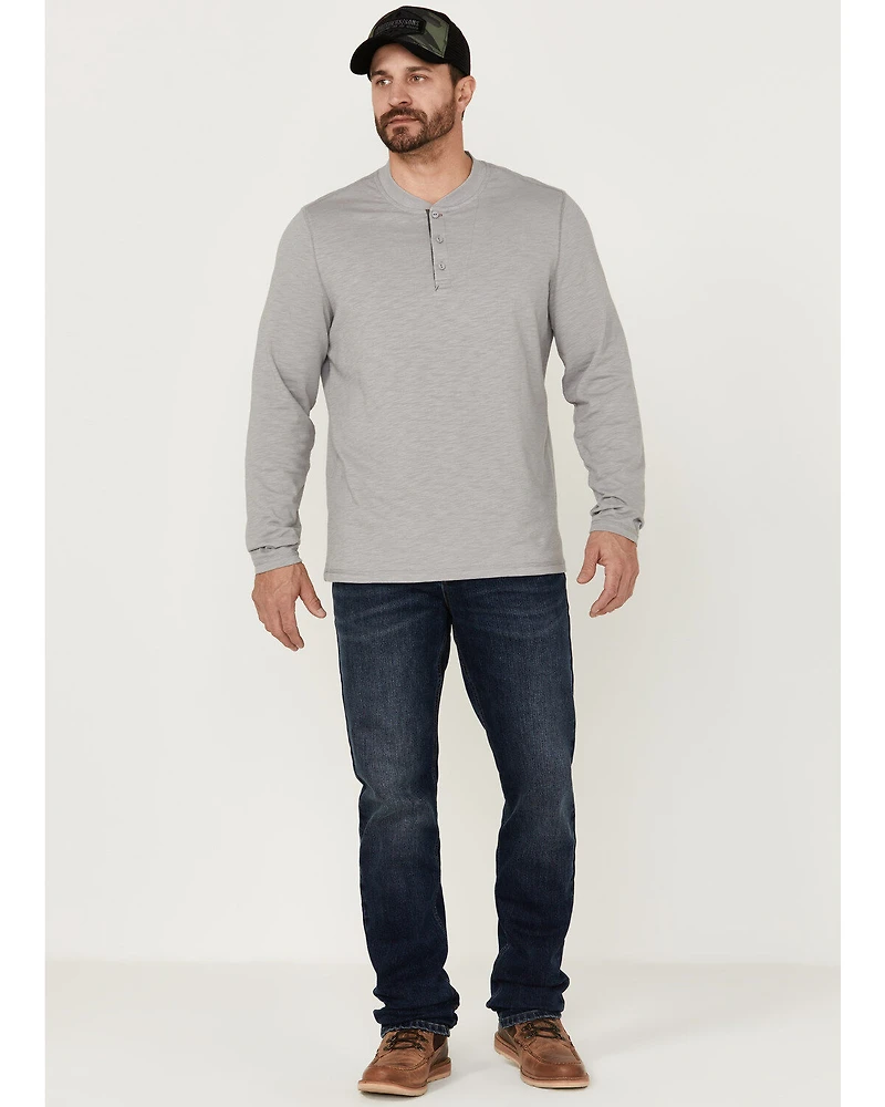 Brothers and Sons Men's Solid Heather Slub Long Sleeve Henley Shirt