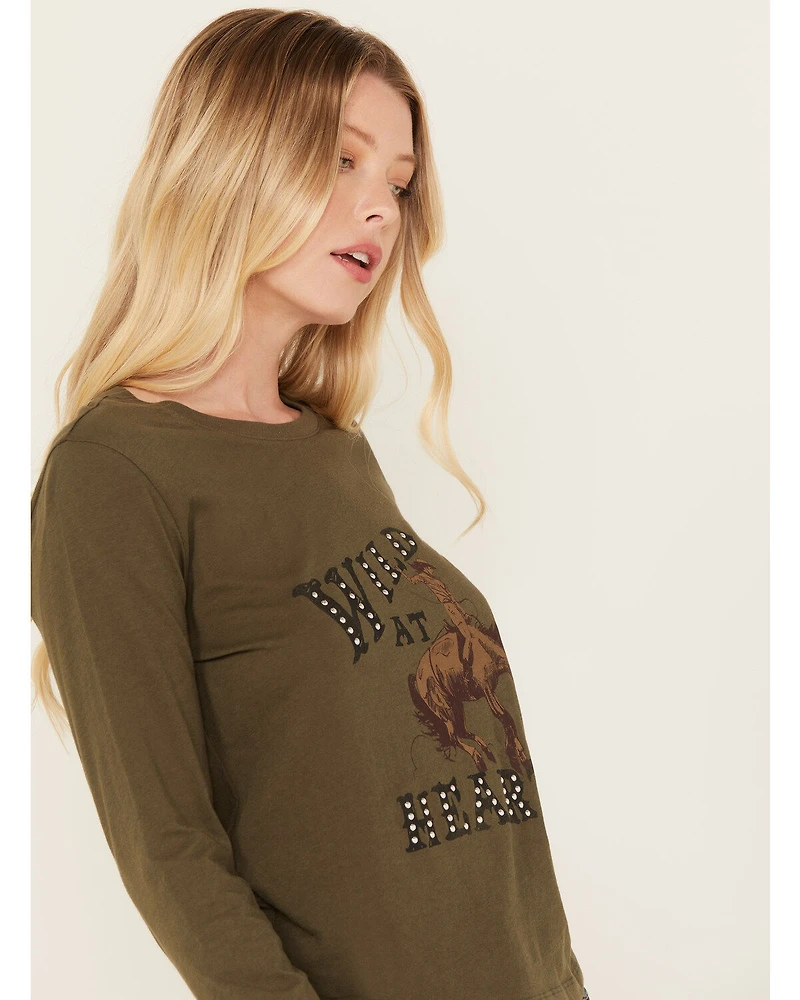 White Crow Women's Wild Heart Studded Long Sleeve Graphic Tee