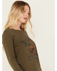 White Crow Women's Wild Heart Studded Long Sleeve Graphic Tee