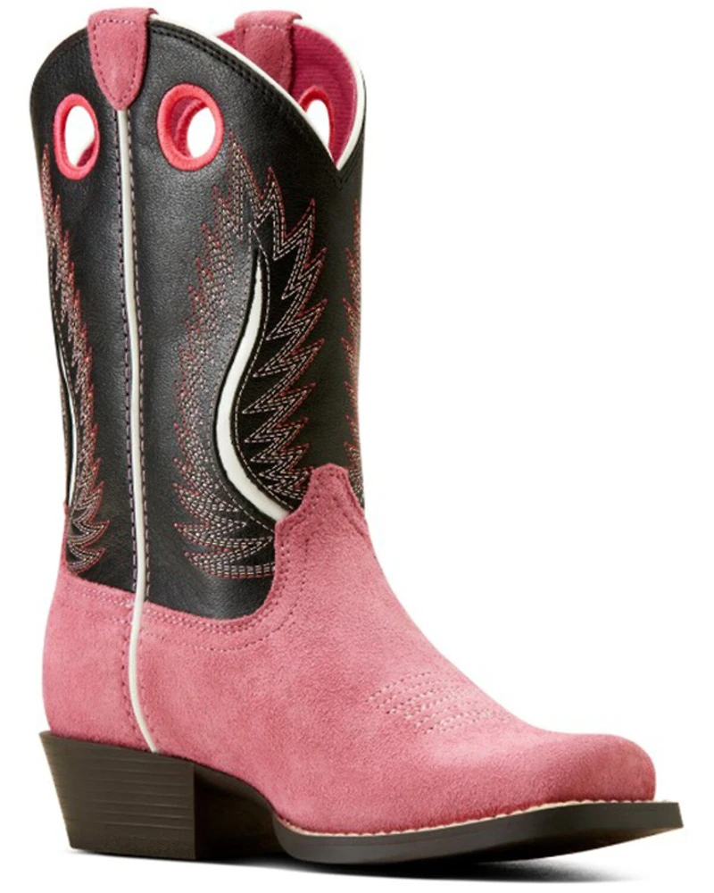 Ariat Girls' Futurity Fort Worth Roughout Western Boots - Broad Square Toe