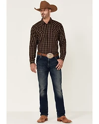Moonshine Spirit Men's Mahogany Plaid Long Sleeve Snap Western Shirt