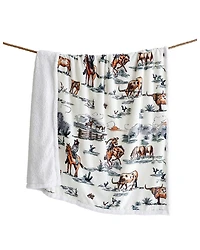 HiEnd Accents Ranch Life Western Toile Campfire Sherpa Throw