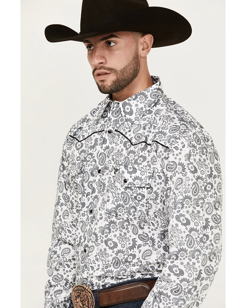 Cowboy Hardware Men's Paisley Print Long Sleeve Snap Western Shirt