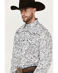 Cowboy Hardware Men's Paisley Print Long Sleeve Snap Western Shirt