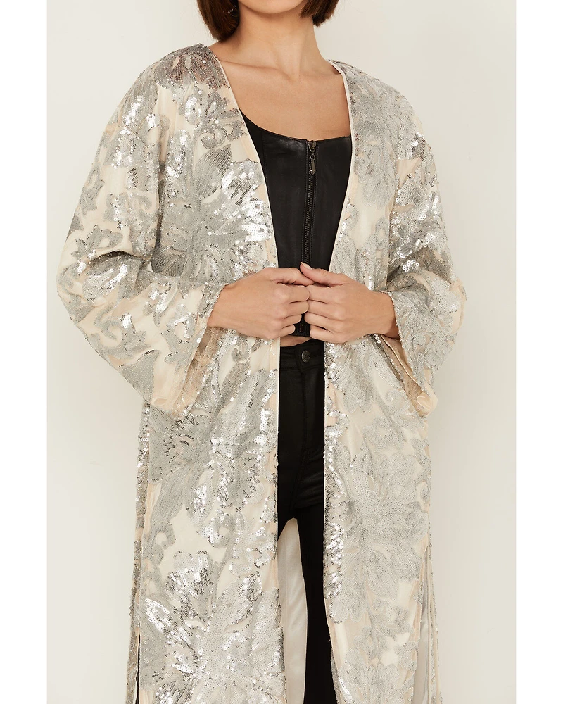 Sadie & Sage Women's Aura Sequin Floral Kimono