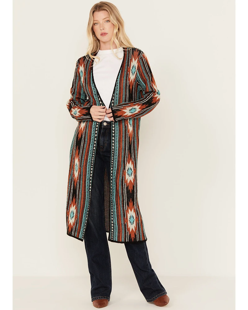 Rock & Roll Denim Women's Southwestern Print Long Sleeve Duster