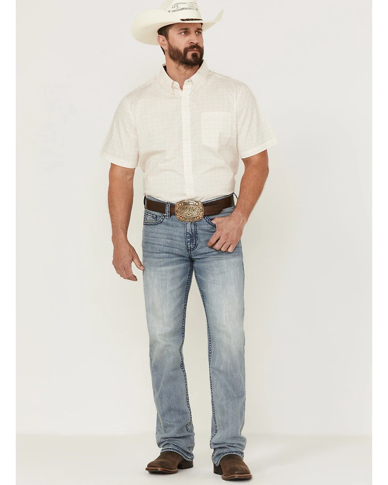 RANK 45® Men's Mustang Geo Print Short Sleeve Button-Down Western Shirt