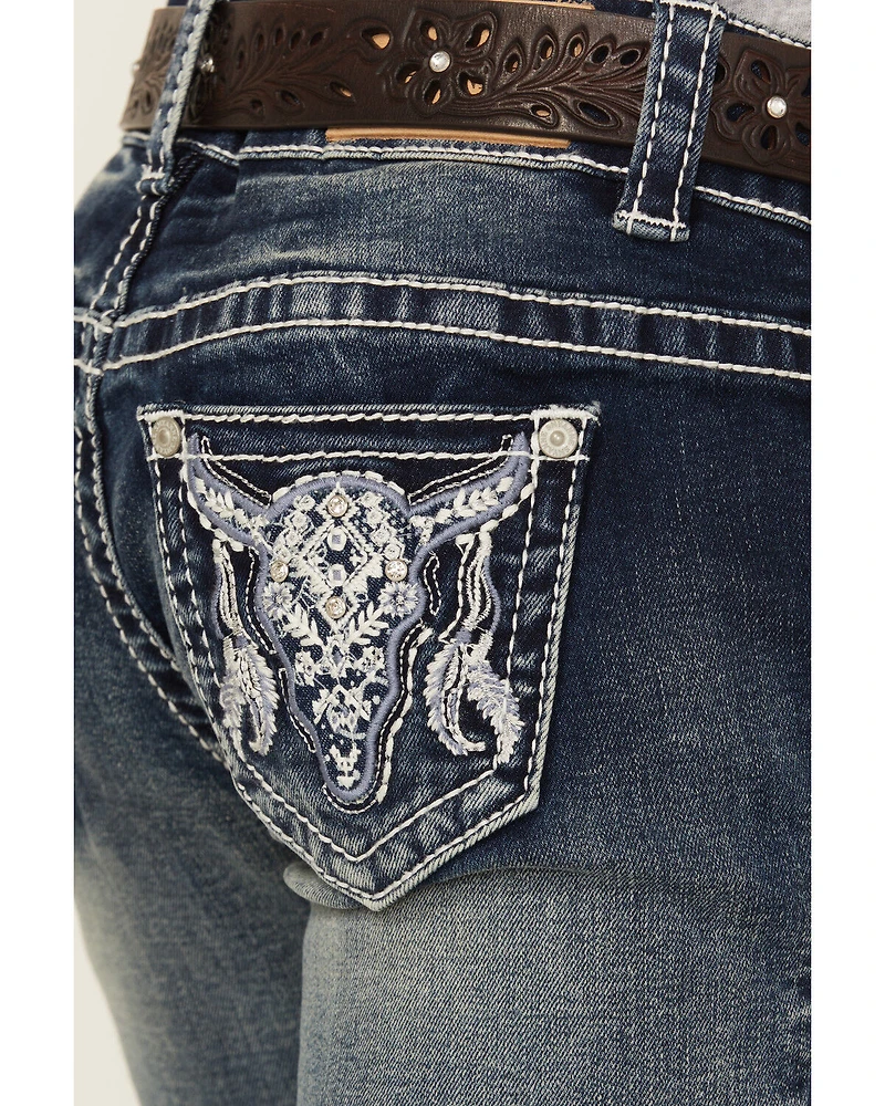 Shyanne Girls' Steerhead Embroidered Bootcut Stretch Denim Jeans