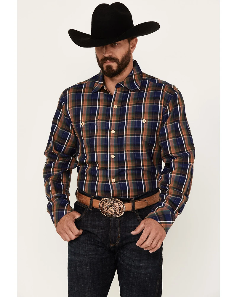 Resistol Men's Horizon Plaid Print Long Sleeve Button-Down Shirt