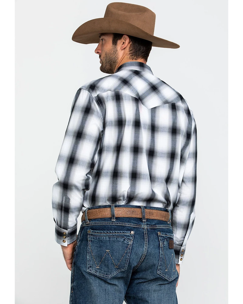Pendleton Men's White Frontier Large Plaid Long Sleeve Snap Western Shirt