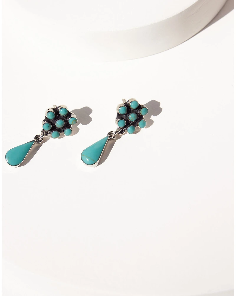 Paige Wallace Women's Turquoise Cluster Post Dangle Earrings