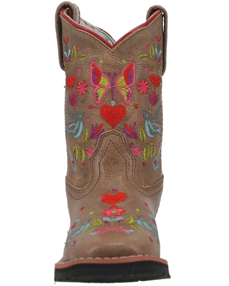 Dan Post Girls' Floral Embroidered Western Boots - Square Toe