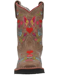 Dan Post Girls' Floral Embroidered Western Boots - Square Toe
