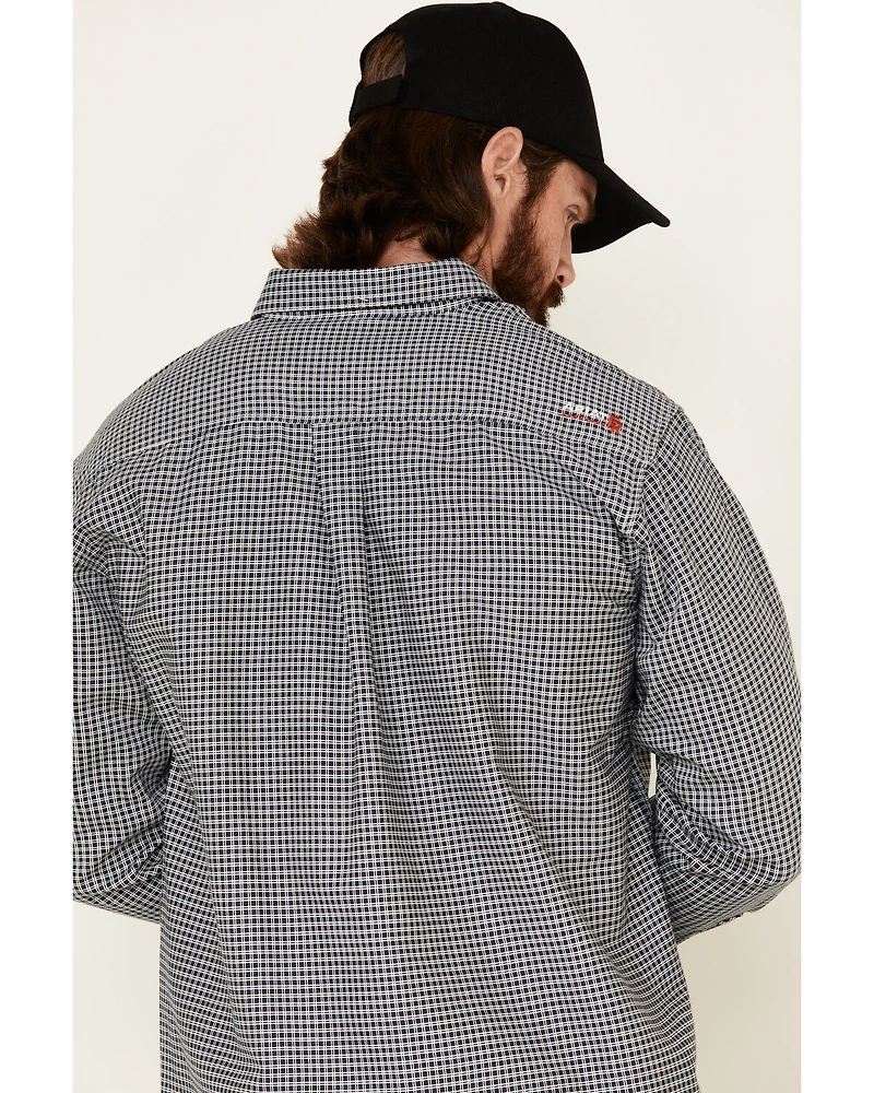 Ariat Men's FR Plaid Print Long Sleeves Button-Down Work Shirt