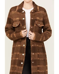 Panhandle Women's Plaid Print Knit Sweater Coat