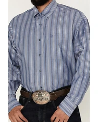 George Strait by Wrangler Men's Striped Long Sleeve Button-Down Western Shirt