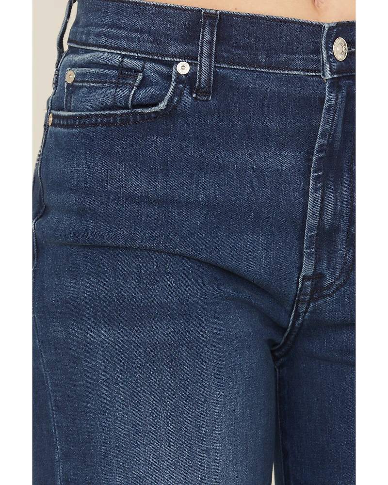 7 For All Mankind Women's Crater Dark Wash Ultra High Rise Dojo Stretch Denim Jeans