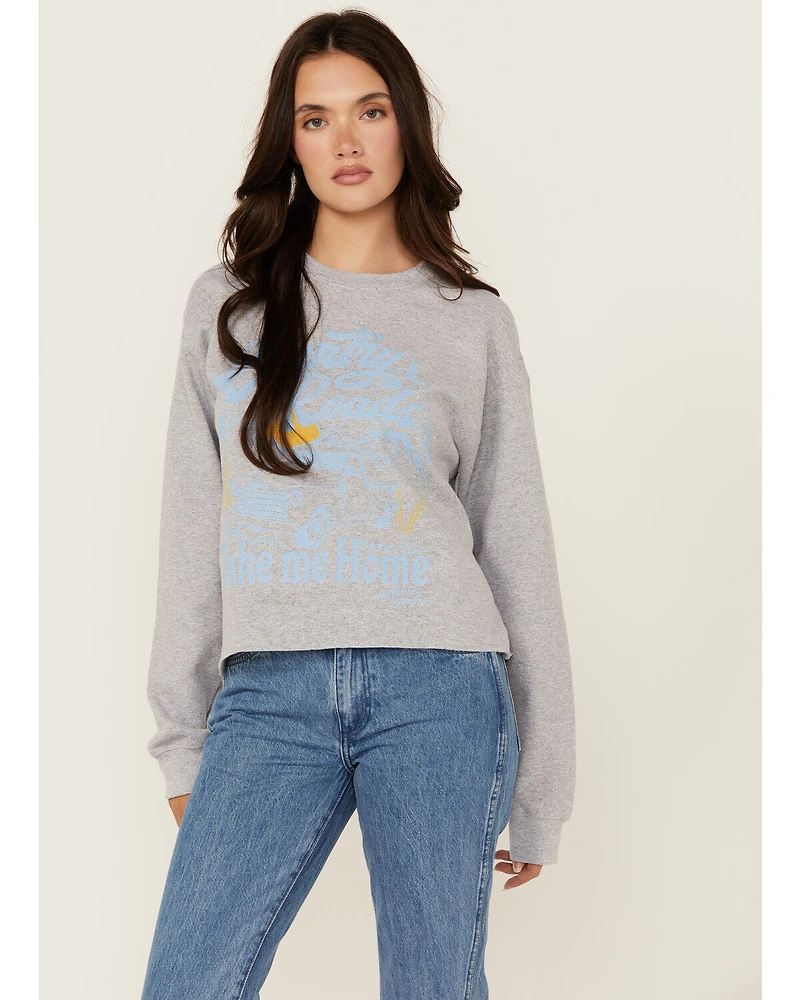 Bohemian Cowgirl Women's Country Road Cropped Sweatshirt