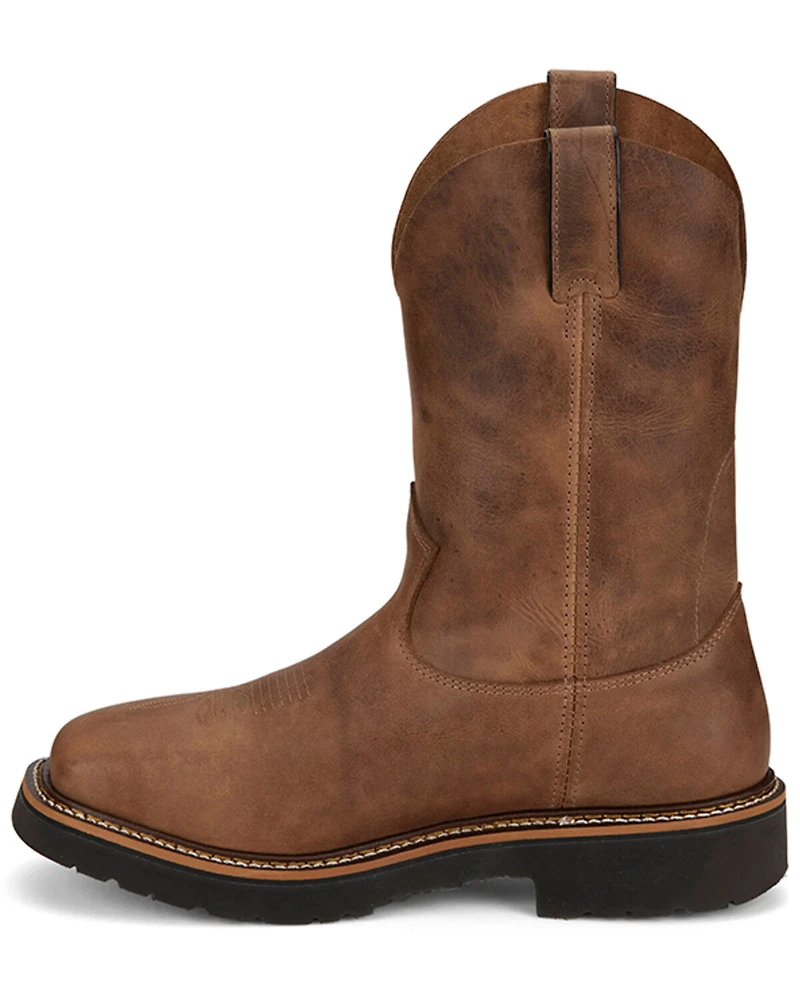 Justin Men's Ames 11" Pull-On Work Boots - Soft Toe