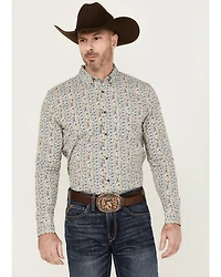 Cody James Men's Wells Floral Striped Print Long Sleeve Button-Down Stretch Western Shirt