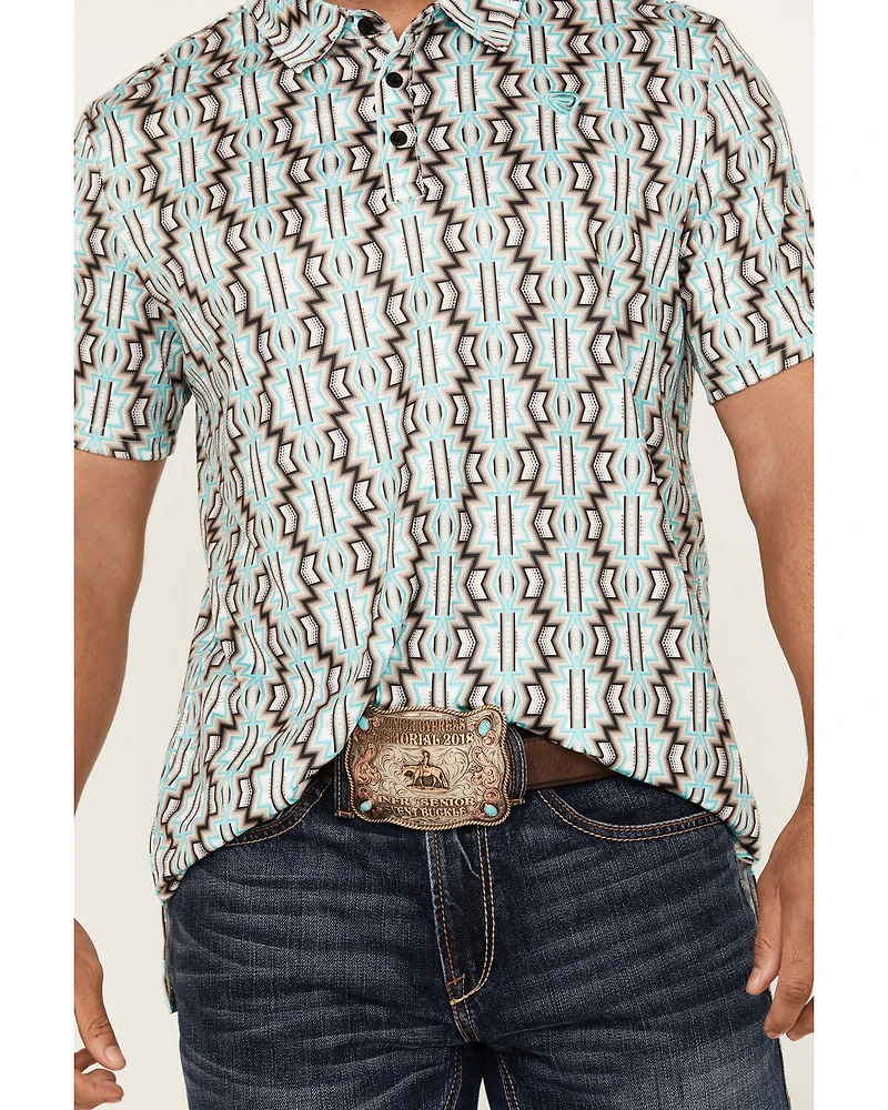 Rock & Roll Denim Men's Southwestern Print Short Sleeve Polo Shirt