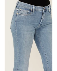 7 For All Mankind Women's Light Wash Mid Rise Tailorless Bootcut Stretch Denim Jeans