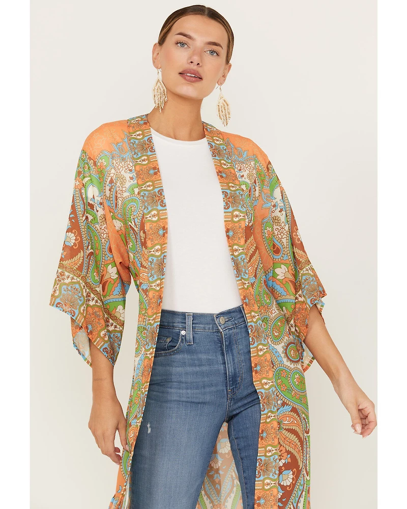 Flying Tomato Women's Paisley Print Kimono