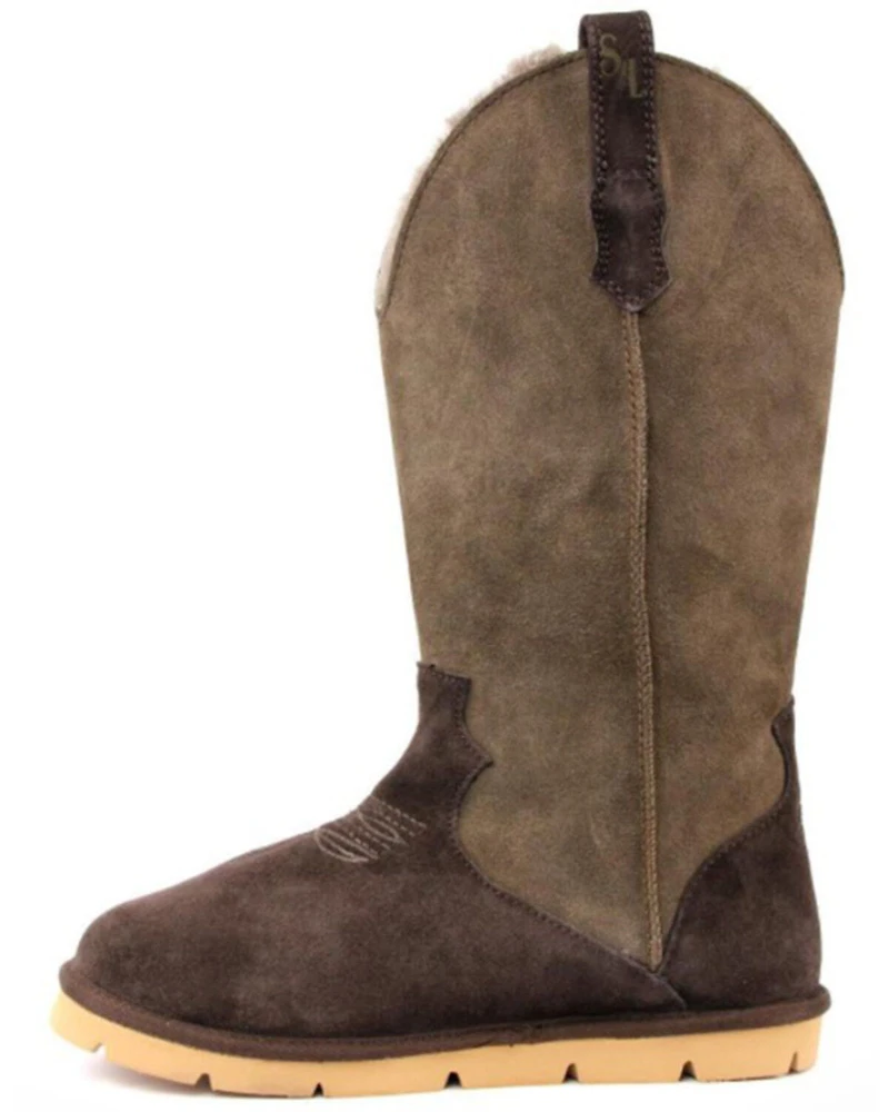 Superlamb Women's Cowboy All Suede Leather Pull On Casual Boot - Round Toe
