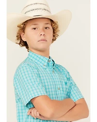 Ariat Boys' Pro Jensen Plaid Print Short Sleeve Button-Down Western Shirt