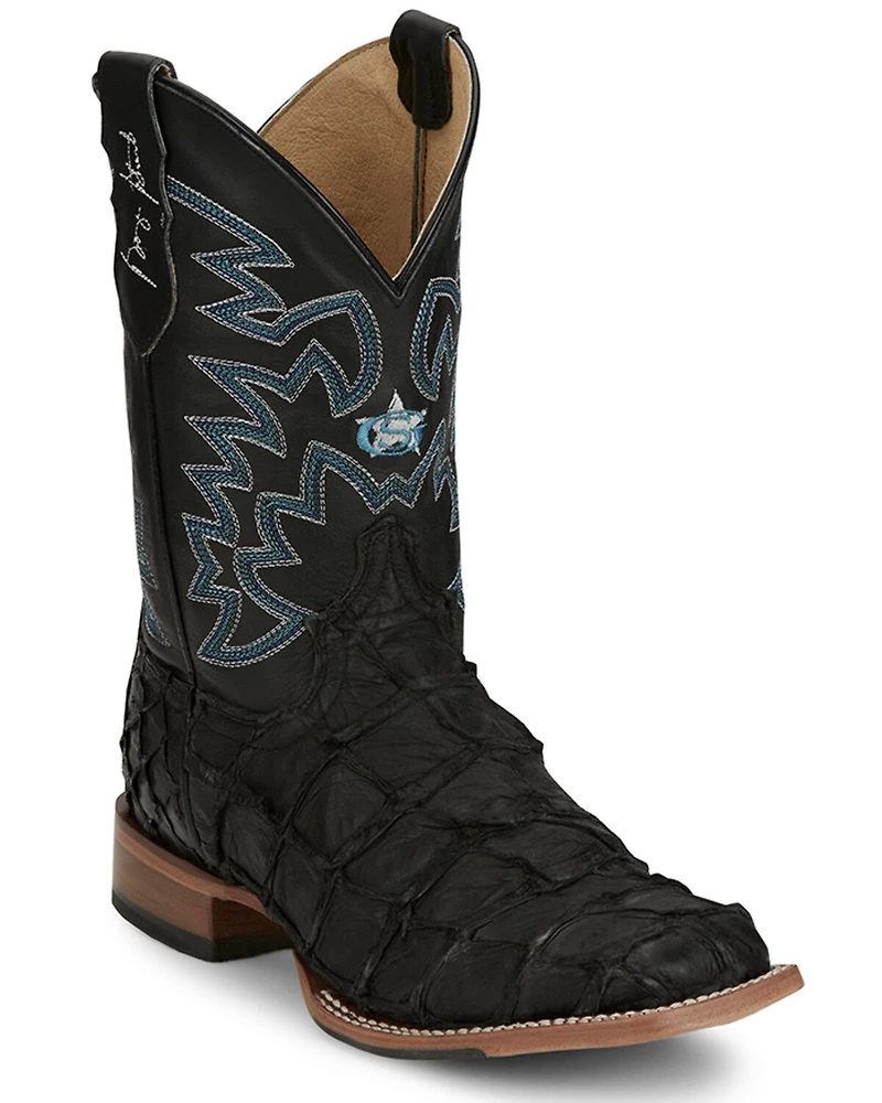 Justin Men's Ocean Front Exotic Pirarucu Western Boots - Broad Square Toe
