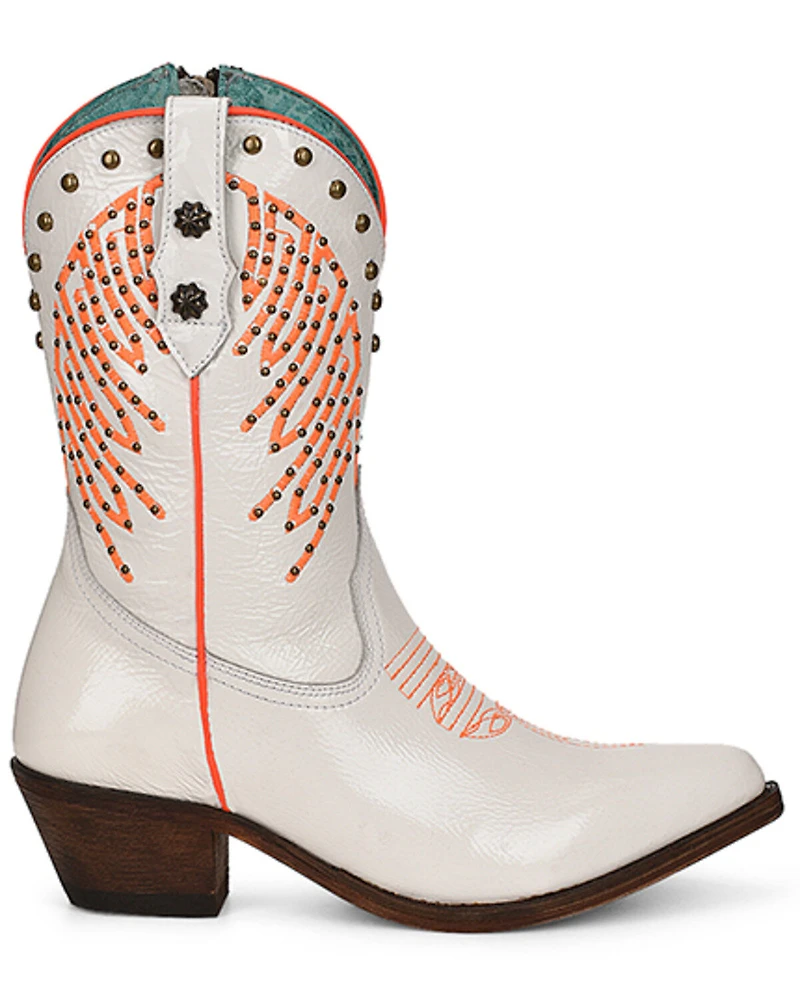 Corral Women's Fluorescent Embroidered and Studded Western Boots - Round Toe