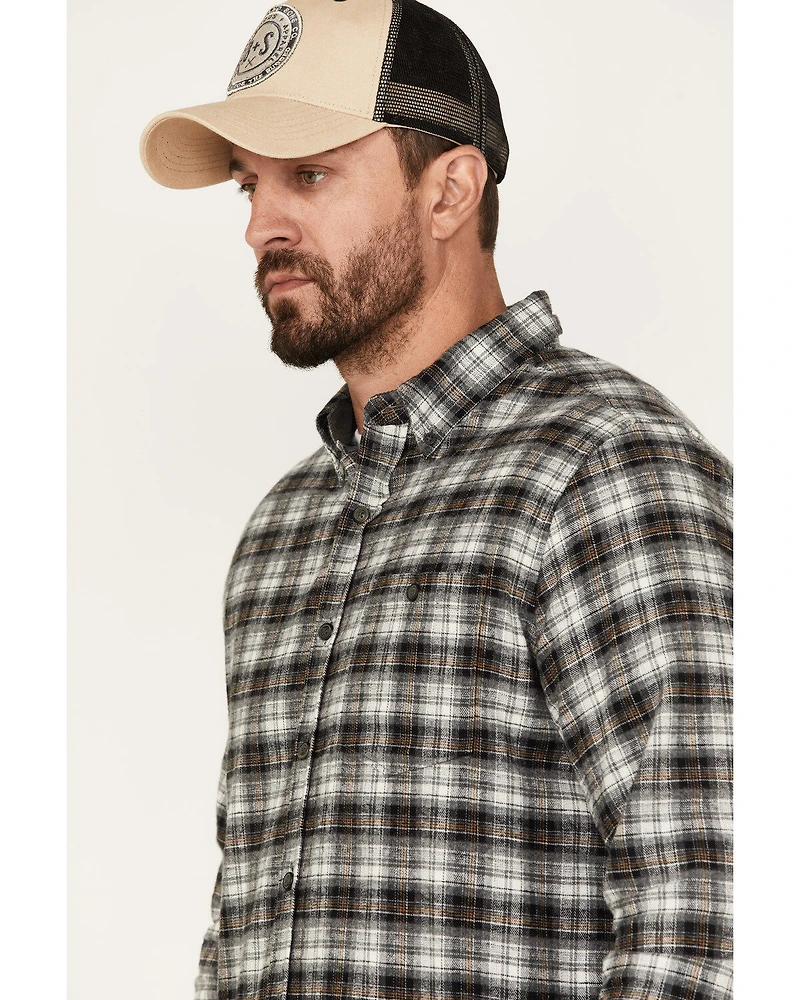 North River Men's Small Plaid Print Long Sleeve Button-Down Flannel Shirt