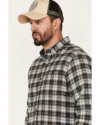 North River Men's Small Plaid Print Long Sleeve Button-Down Flannel Shirt