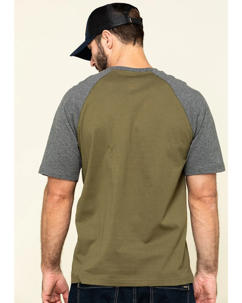 Hawx Men's Olive Midland Short Sleeve Baseball Work T-Shirt