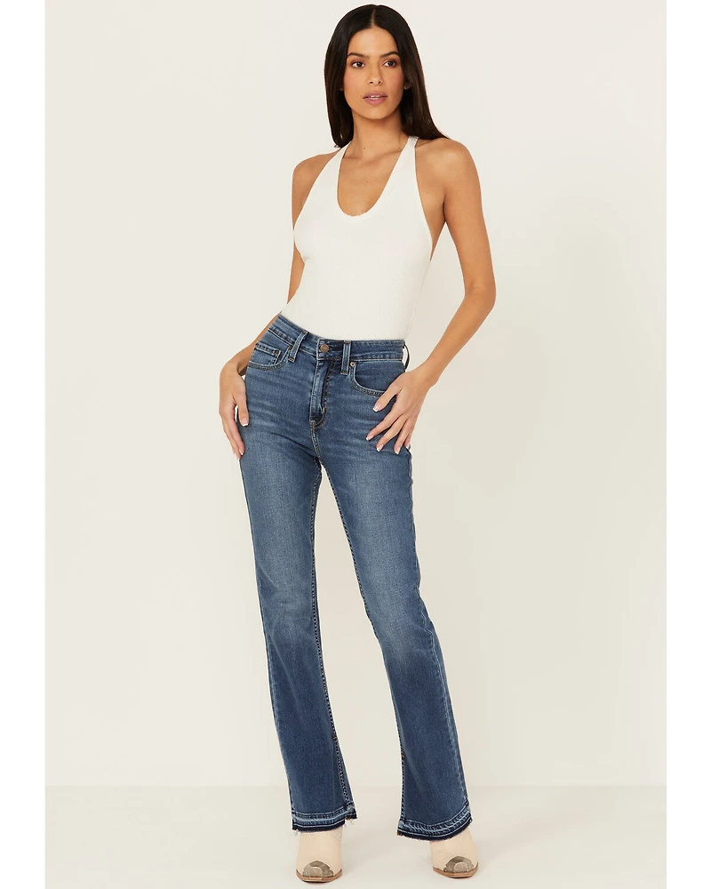 Levi's Women's Dark Wash Wait High Rise 725 Slit Hem Stretch Bootcut Jeans