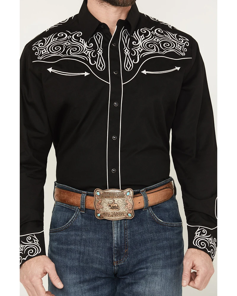 Rodeo Clothing Men's Embroidered Long Sleeve Snap Western Shirt