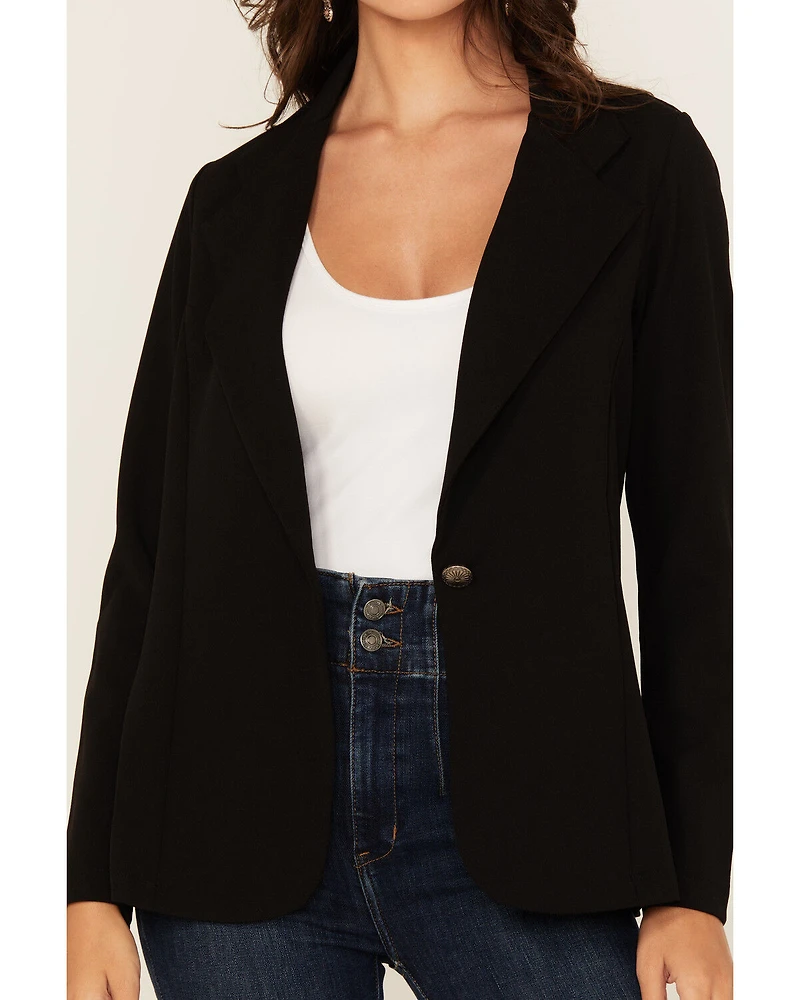 Wild Moss Sport Women's Long Sleeve Concho Button Blazer