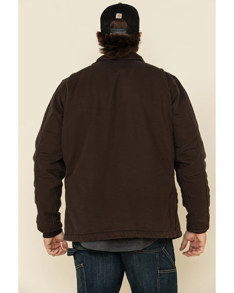 Carhartt Men's Dark Brown Washed Duck Sherpa Lined Work Coat - Big