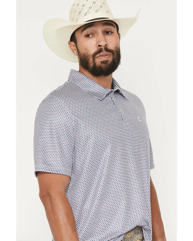 Panhandle Slim Men's Texas Print Short Sleeve Pearl Snap Performance Polo